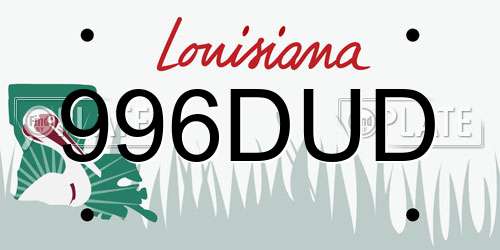 996DUD Louisiana License Plate