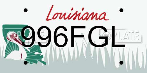 996FGL Louisiana License Plate