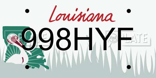 998HYF Louisiana License Plate