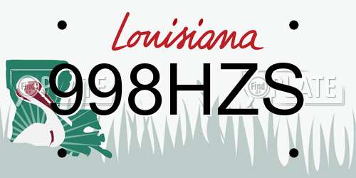 998HZS Louisiana License Plate