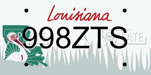 998ZTS Louisiana License Plate