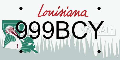 999BCY Louisiana License Plate
