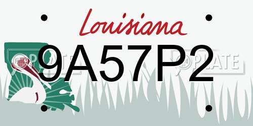 9A57P2 Louisiana License Plate