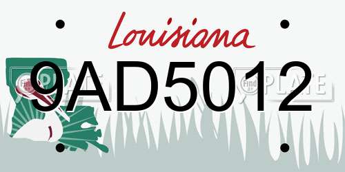 9AD5012 Louisiana License Plate