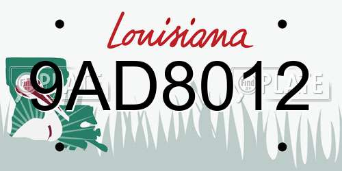 9AD8012 Louisiana License Plate