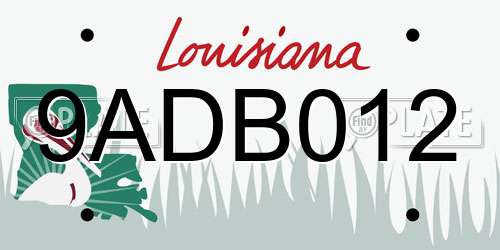 9ADB012 Louisiana License Plate