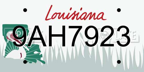 9AH7923 Louisiana License Plate