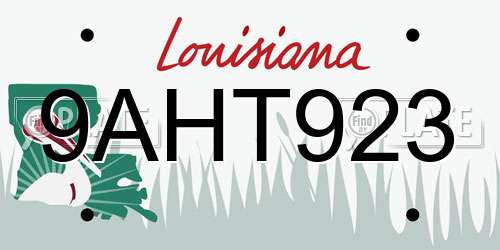 9AHT923 Louisiana License Plate