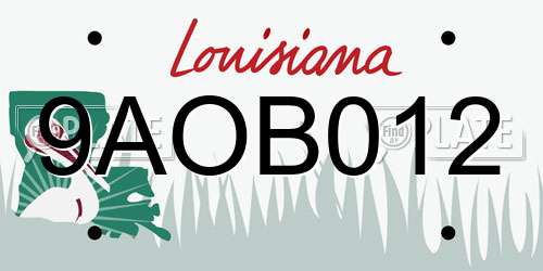 9AOB012 Louisiana License Plate