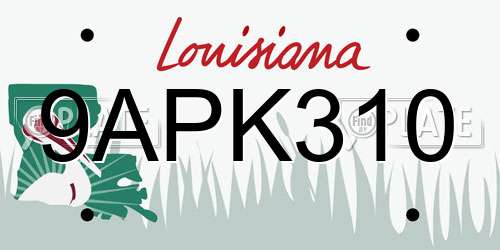 9APK310 Louisiana License Plate