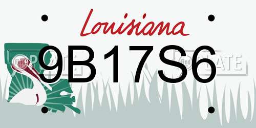 9B17S6 Louisiana License Plate