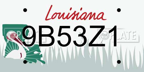 9B53Z1 Louisiana License Plate