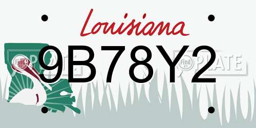 9B78Y2 Louisiana License Plate