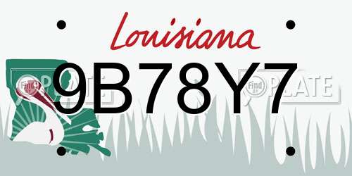 9B78Y7 Louisiana License Plate