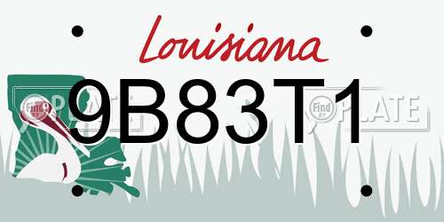 9B83T1 Louisiana License Plate