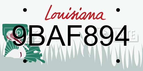 9BAF894 Louisiana License Plate