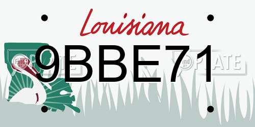 9BBE71 Louisiana License Plate