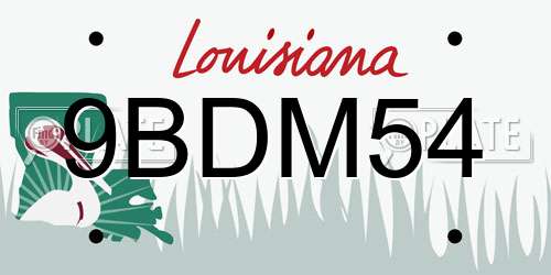 9BDM54 Louisiana License Plate