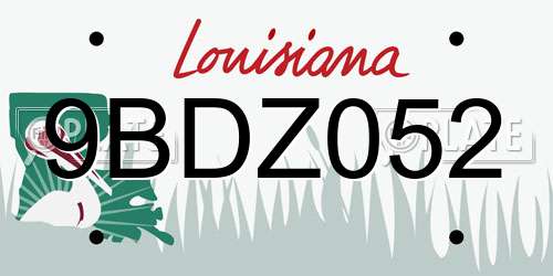 9BDZ052 Louisiana License Plate