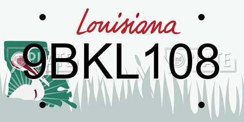 9BKL108 Louisiana License Plate
