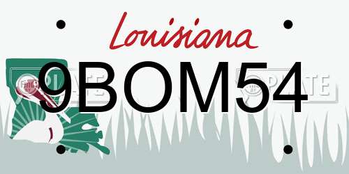 9BOM54 Louisiana License Plate