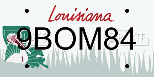 9BOM84 Louisiana License Plate