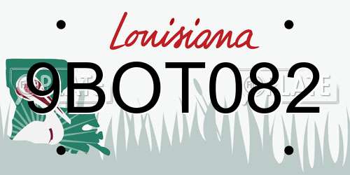9BOT082 Louisiana License Plate