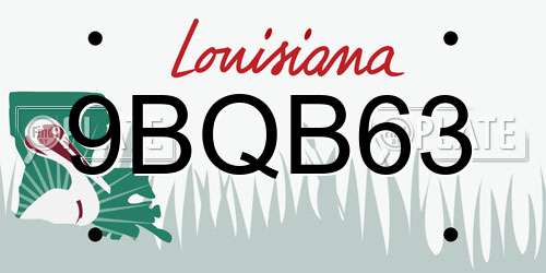 9BQB63 Louisiana License Plate