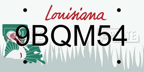 9BQM54 Louisiana License Plate