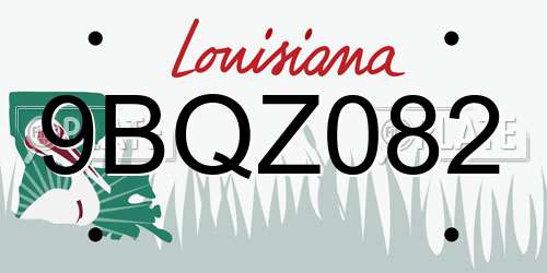 9BQZ082 Louisiana License Plate