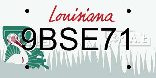 9BSE71 Louisiana License Plate