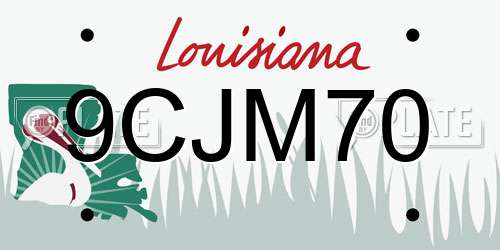 9CJM70 Louisiana License Plate