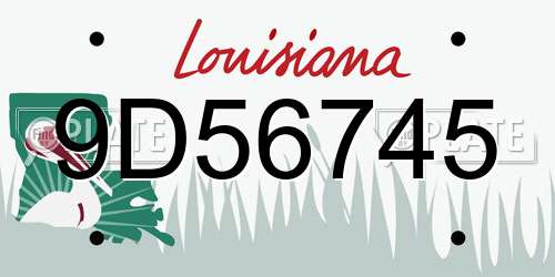 9D56745 Louisiana License Plate