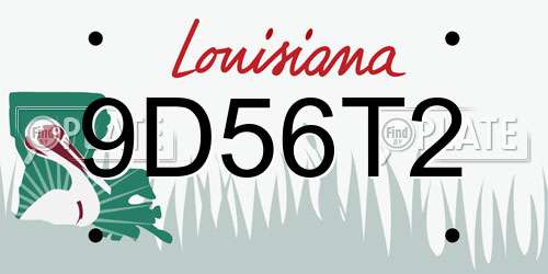 9D56T2 Louisiana License Plate