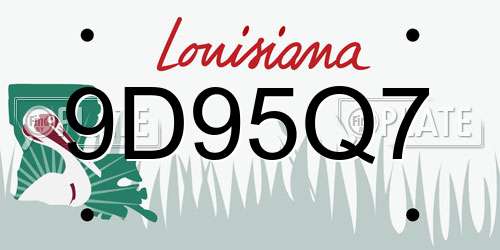 9D95Q7 Louisiana License Plate