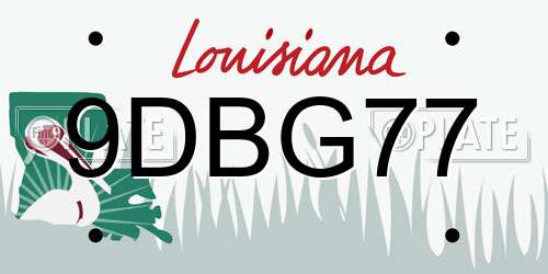 9DBG77 Louisiana License Plate