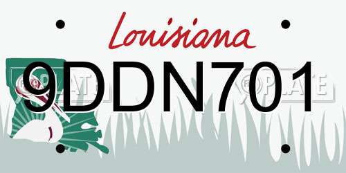 9DDN701 Louisiana License Plate