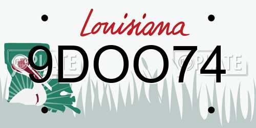 9DOO74 Louisiana License Plate