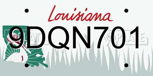 9DQN701 Louisiana License Plate