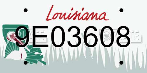 9E03608 Louisiana License Plate