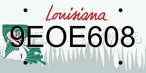 9EOE608 Louisiana License Plate