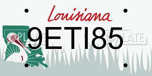 9ETI85 Louisiana License Plate