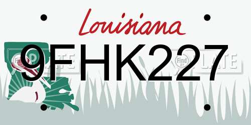 9FHK227 Louisiana License Plate