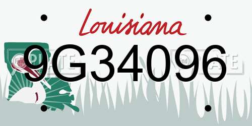 9G34096 Louisiana License Plate