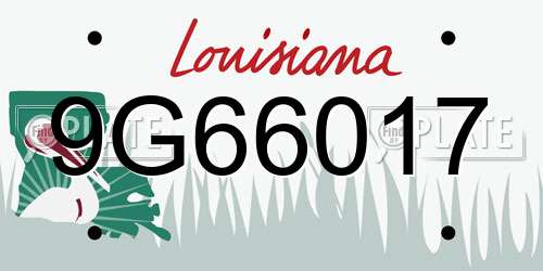 9G66017 Louisiana License Plate