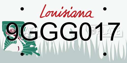 9GGG017 Louisiana License Plate