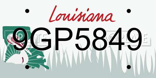 9GP5849 Louisiana License Plate