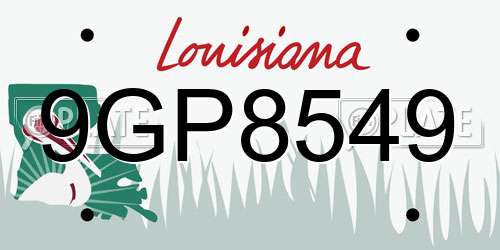 9GP8549 Louisiana License Plate