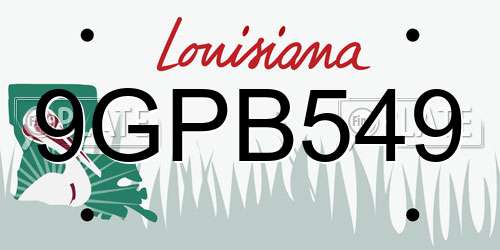 9GPB549 Louisiana License Plate