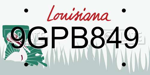 9GPB849 Louisiana License Plate